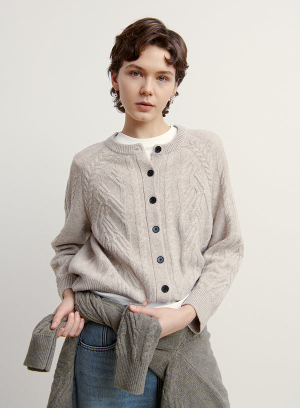 Wool Cable Cardigan