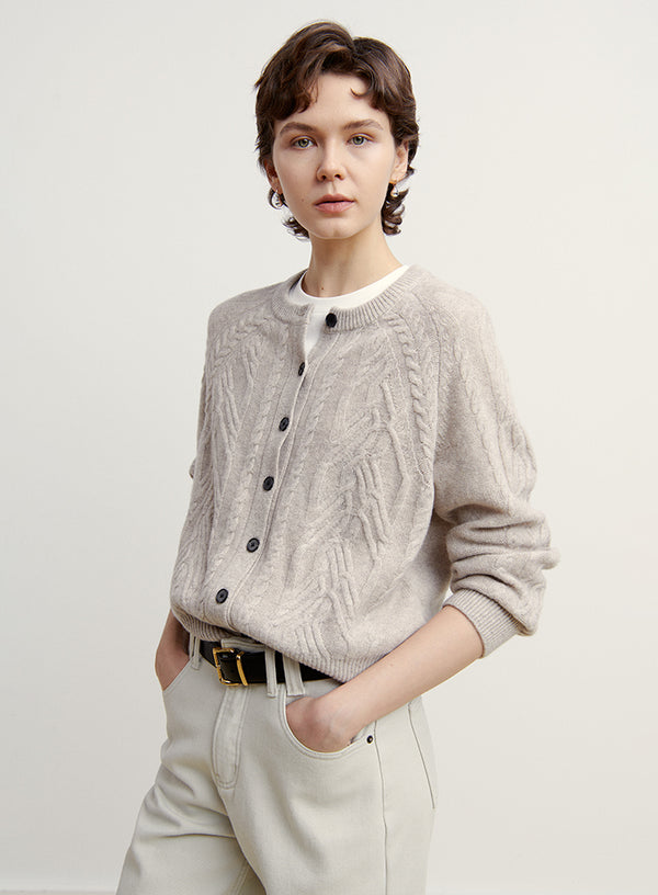 Wool Cable Cardigan