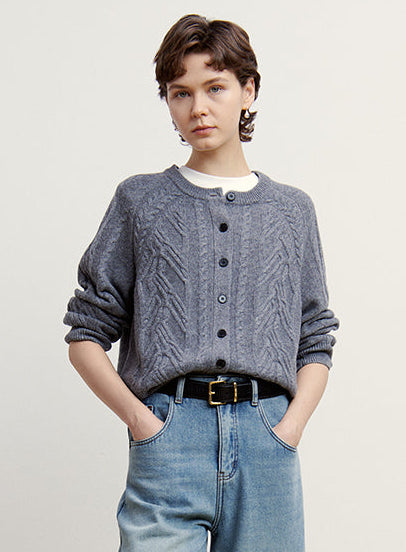 Wool Cable Cardigan