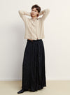 Wood-Pendant Pleated Skirt
