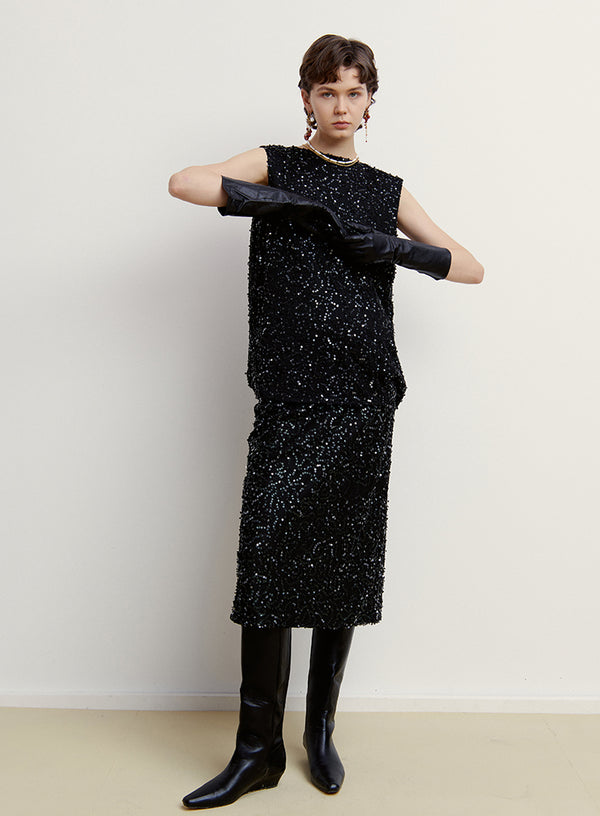 Glam Sequin Matte Skirt