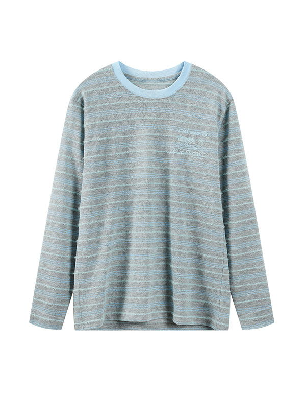 Embroidered Stripe Long Sleeve Tee