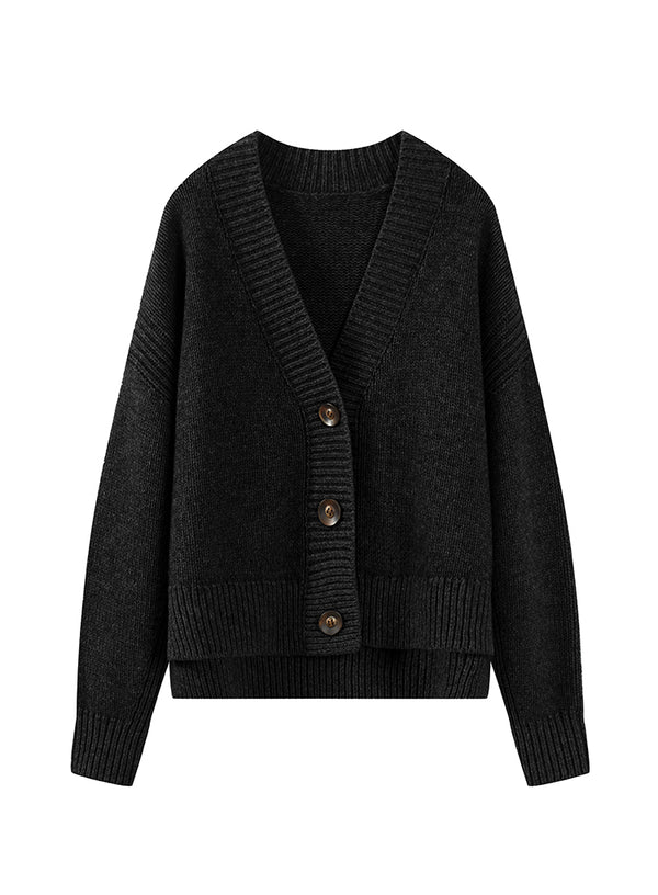 Deep V-Neck Yak Wool Cardigan