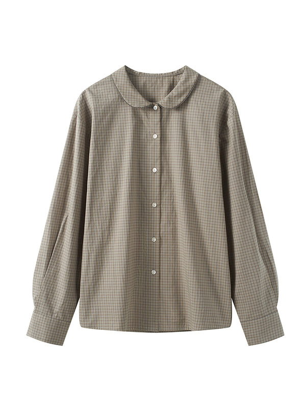 Lace Collar Plaid Blouse