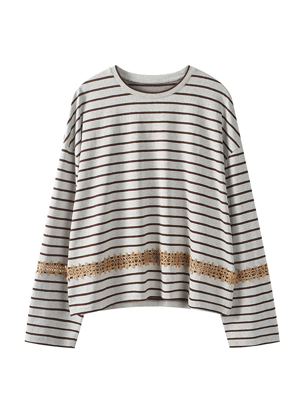 Linen Lace Stripe Top