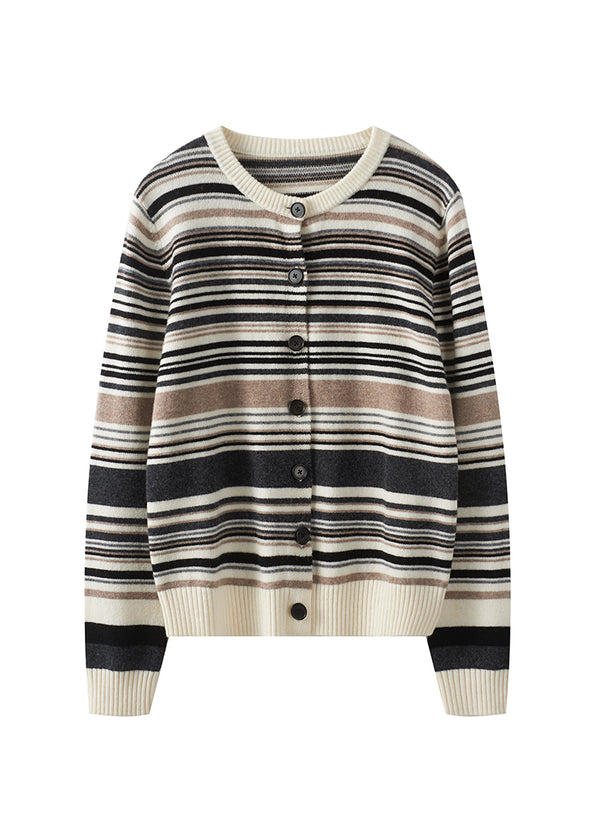 Wool Cashmere Striped Cardigan