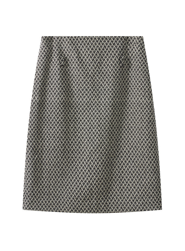 Plaid Wool Pencil Skirt