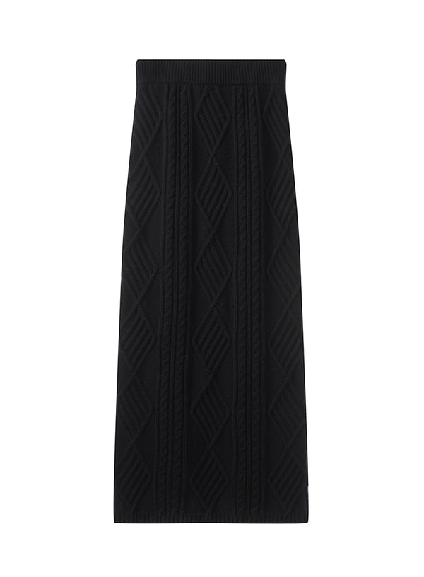Wool Blend Midi Pencil Skirt