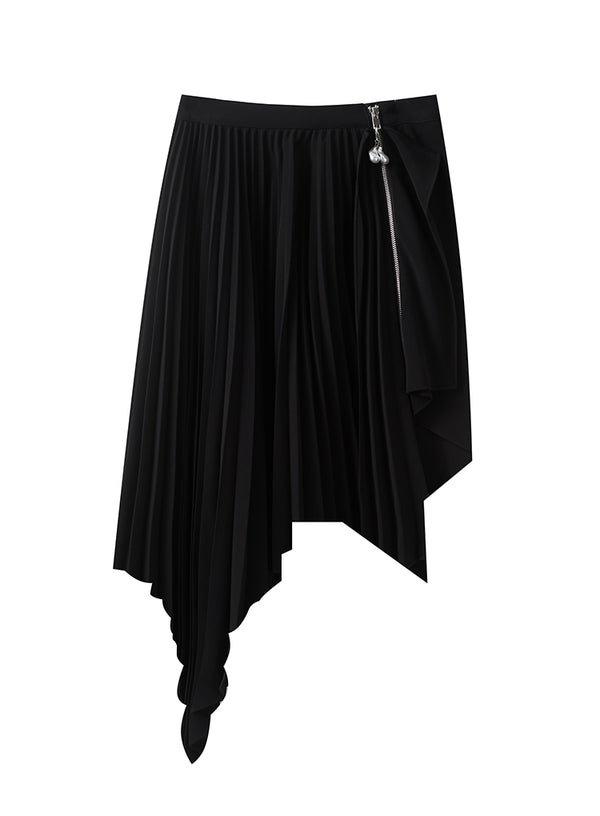 Asymmetric Pleated Midi Skirt