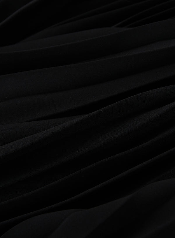 Asymmetric Pleated Midi Skirt