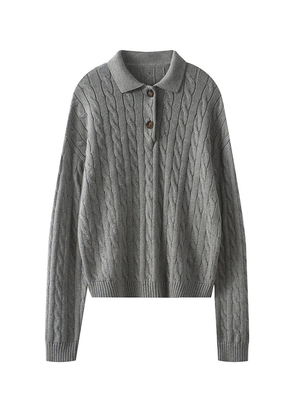 Cable Knit Polo Sweater