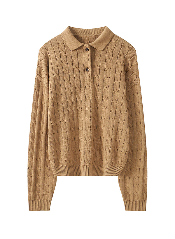Cable Knit Polo Sweater