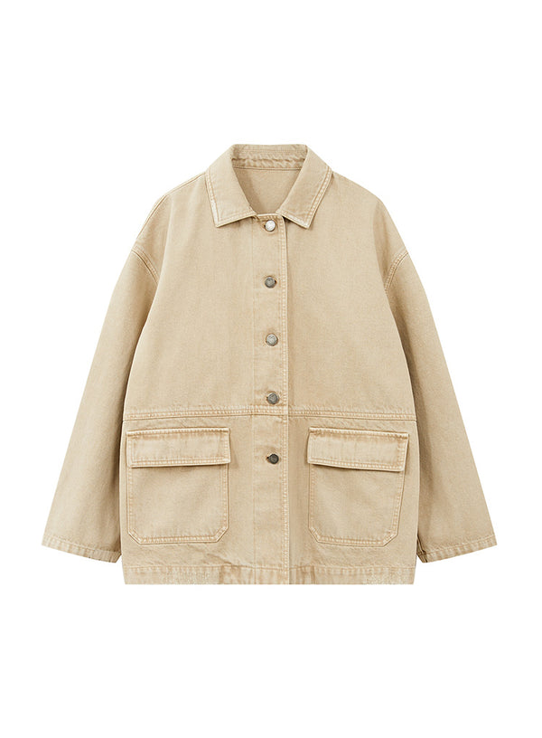 Khaki Casual Denim Jacket