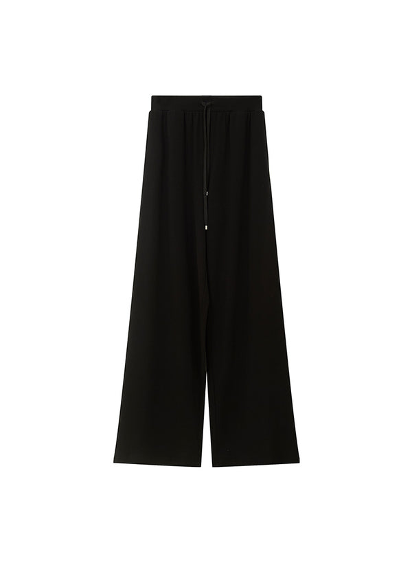 High Waisted Drawstring Straight Wide Leg Pants