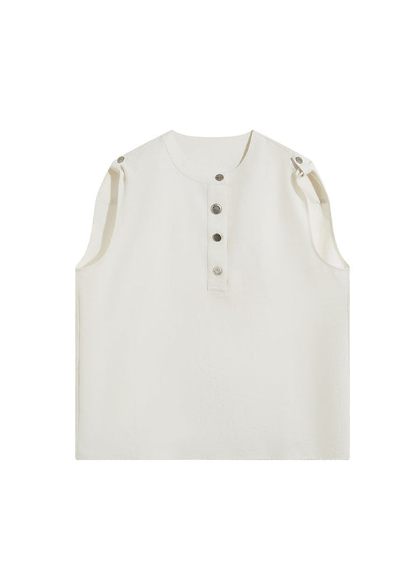 Wide Shoulder Sleeveless Shirt