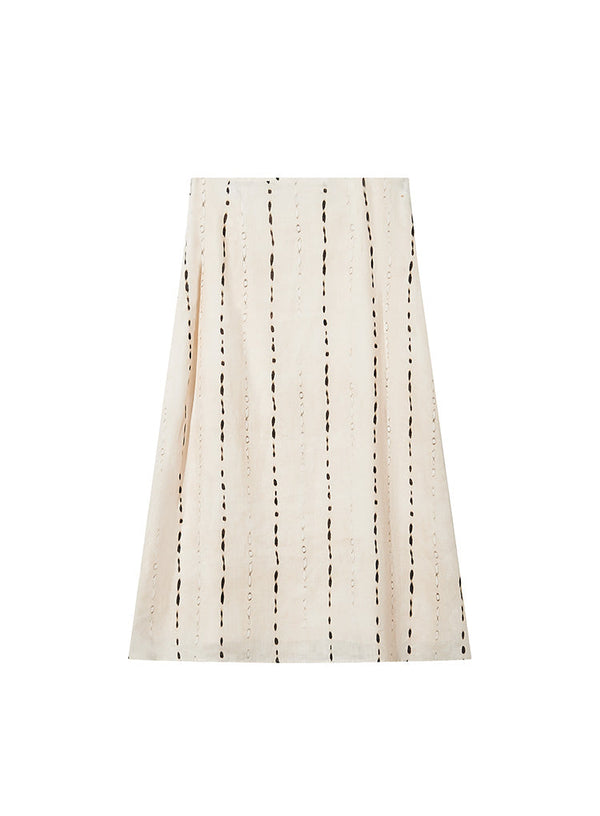 Linen Striped Printed Skirt