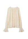 French Embroidered Hollow Flared Sleeve Blouse