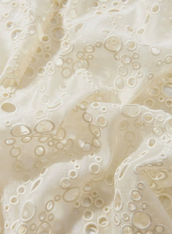 French Embroidered Hollow Flared Sleeve Blouse