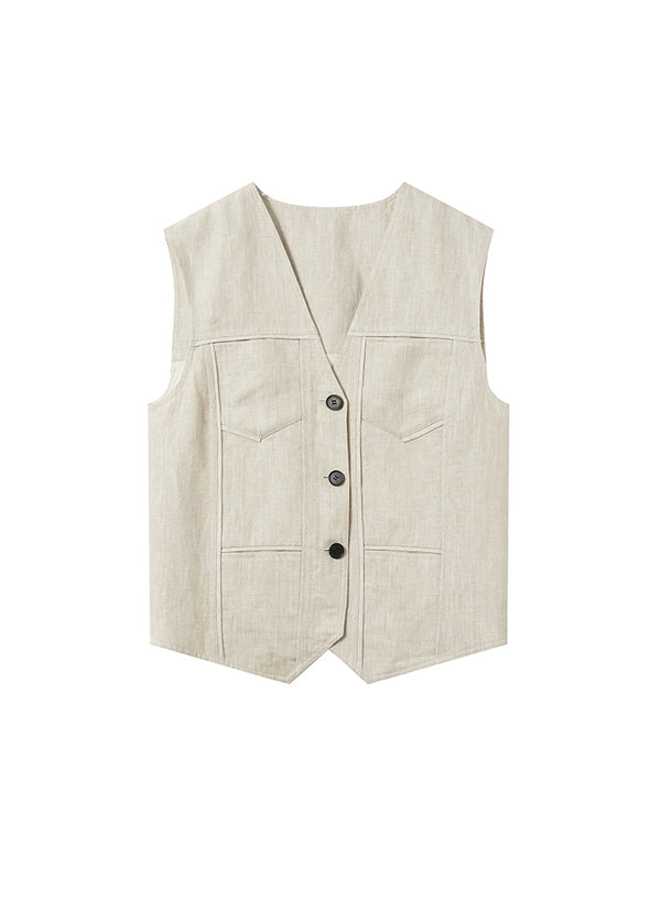 Linen Denim Vest