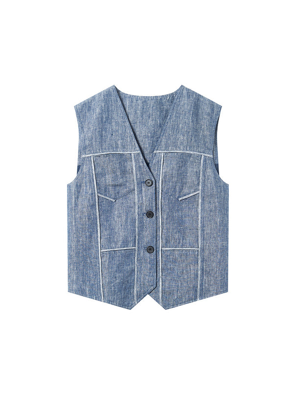 Linen Denim Vest