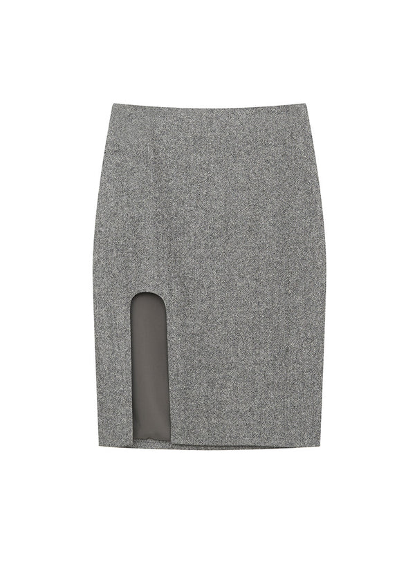 Slit Design Lady Wool Skirt
