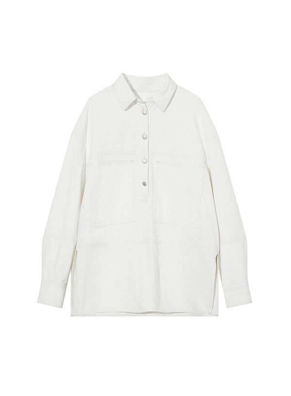 White Denim Pullover Shirt