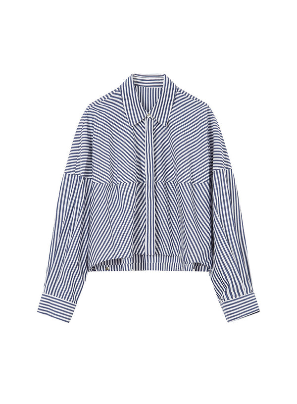 Cotton Cropped Striped Shirt