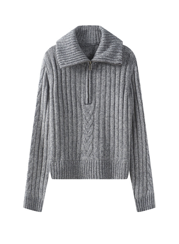 Cropped Half-Zip Sweater