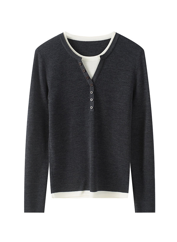 Wool Henley Layered Top