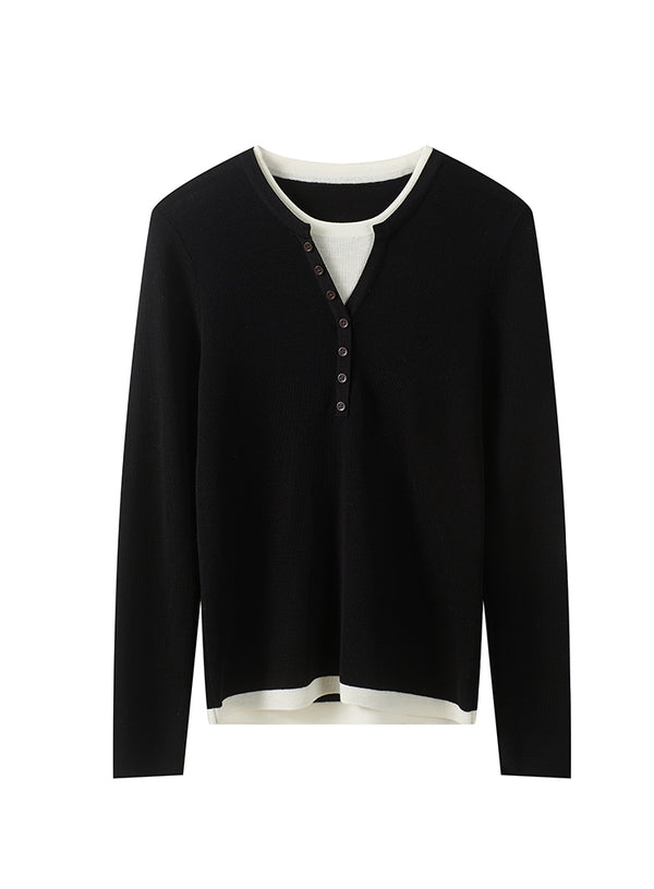 Wool Henley Layered Top