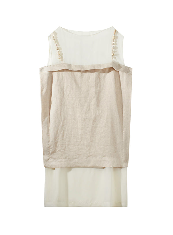 Linen Beaded Slip Dress