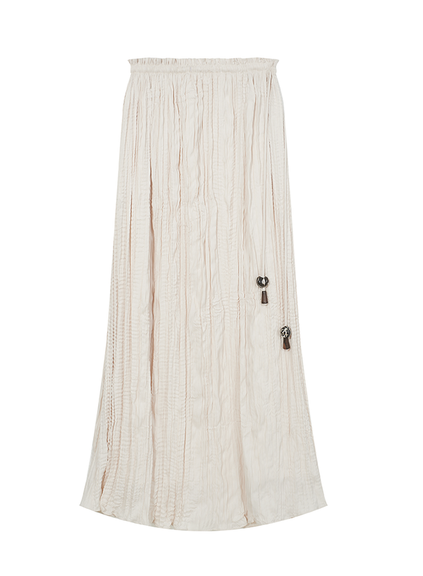 Pleated Skirt with Wooden Pendant