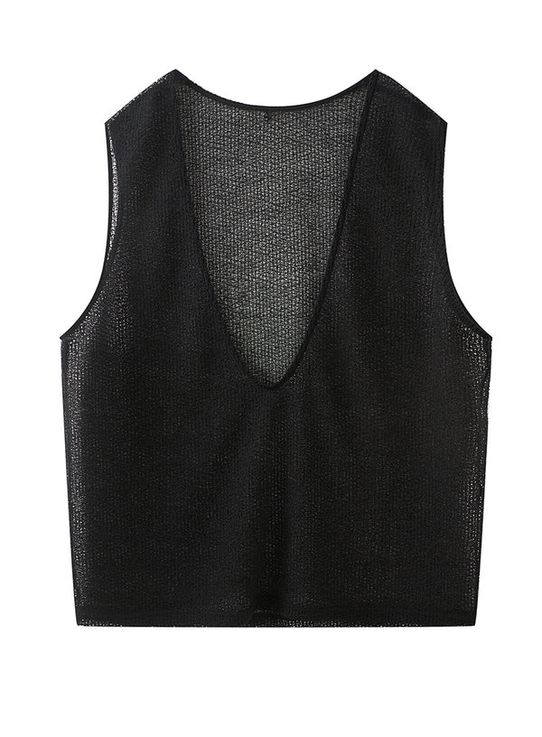 V-Neck Lace-Knit Vest Top