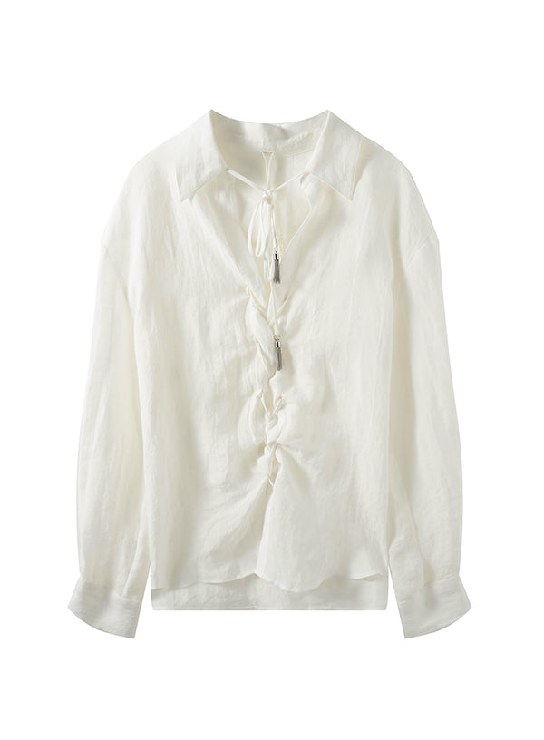 Drawstring Linen Shirt