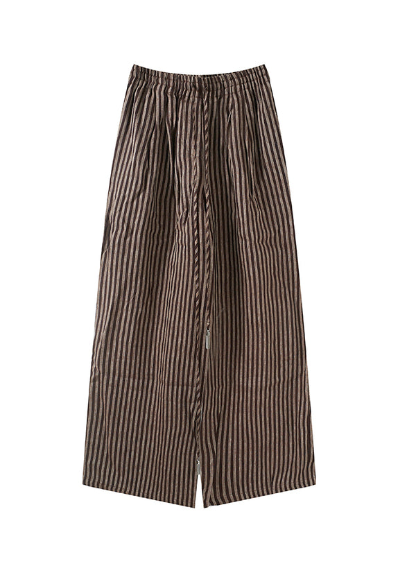 Striped Wide-Leg Linen Trousers