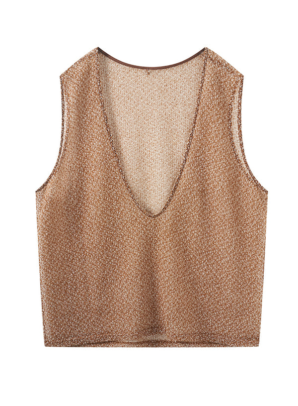 V-Neck Lace-Knit Vest Top