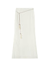 Pearl-Trimmed Ribbed Skirt - Side Slits