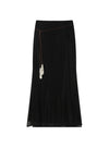 Pearl-Trimmed Ribbed Skirt - Side Slits