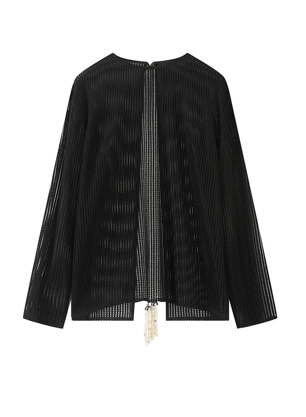 Sheer Ribbed Cover-Up Top