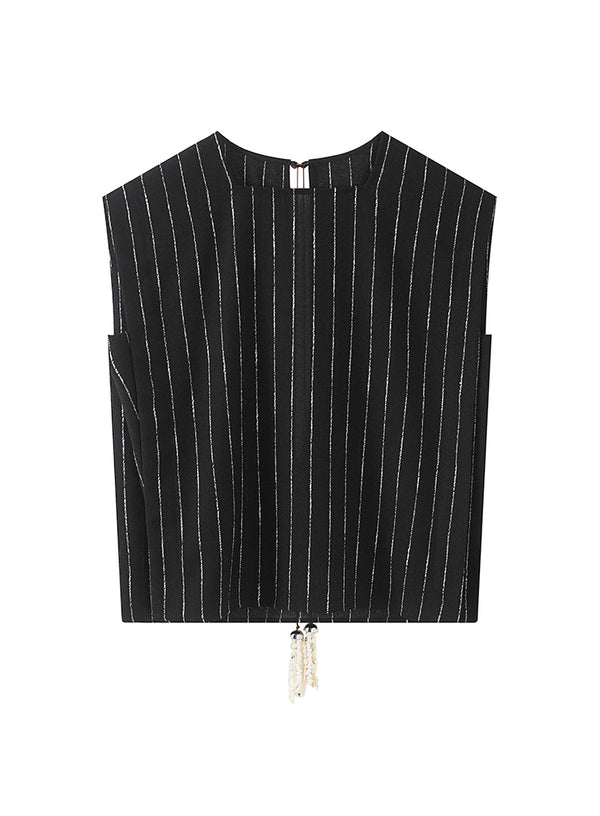 Pearl-Threaded Backless Tank