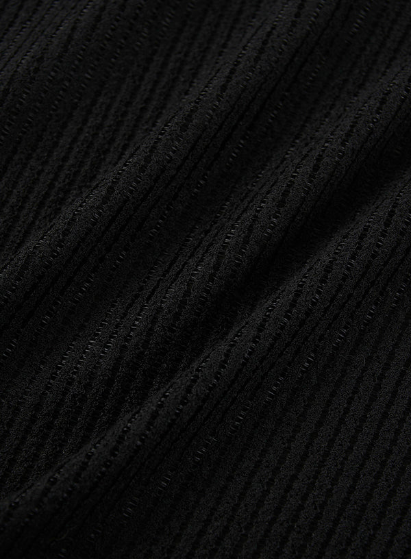 Pearl-Trimmed Ribbed Skirt - Side Slits