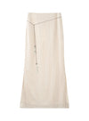 Pearl-Trimmed Ribbed Skirt - Side Slits