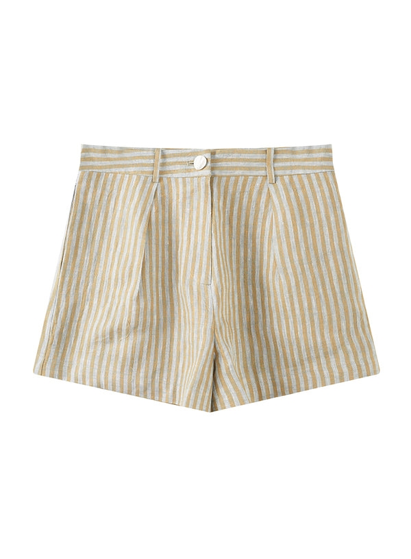 Retro Linen High-Waist Shorts