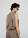 Shoulder Padded Sleeveless Tank Top