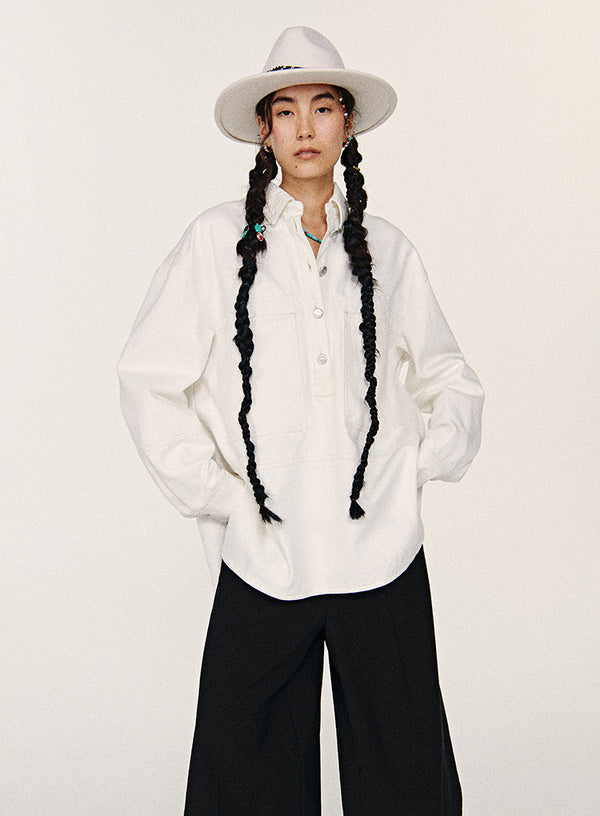 Oversized Denim Pullover Shirt