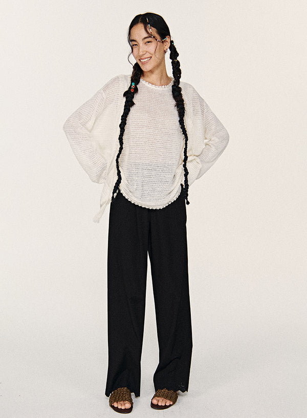 Hulstrikket cardigan i hør