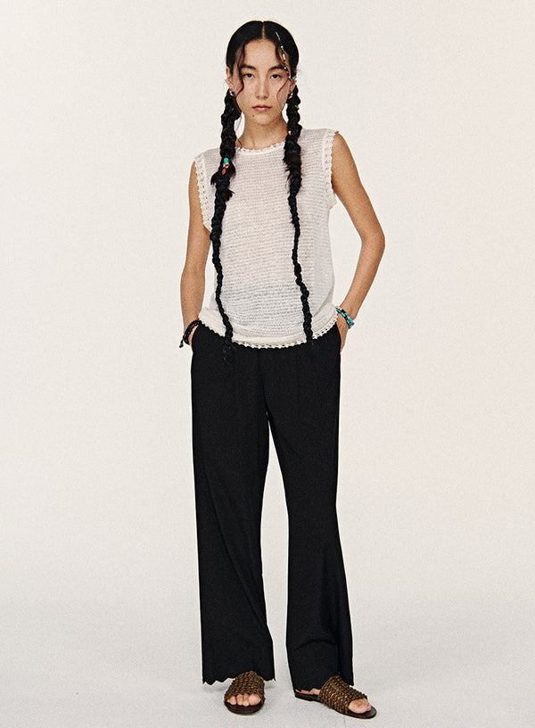 Hulstrikket linned tanktop