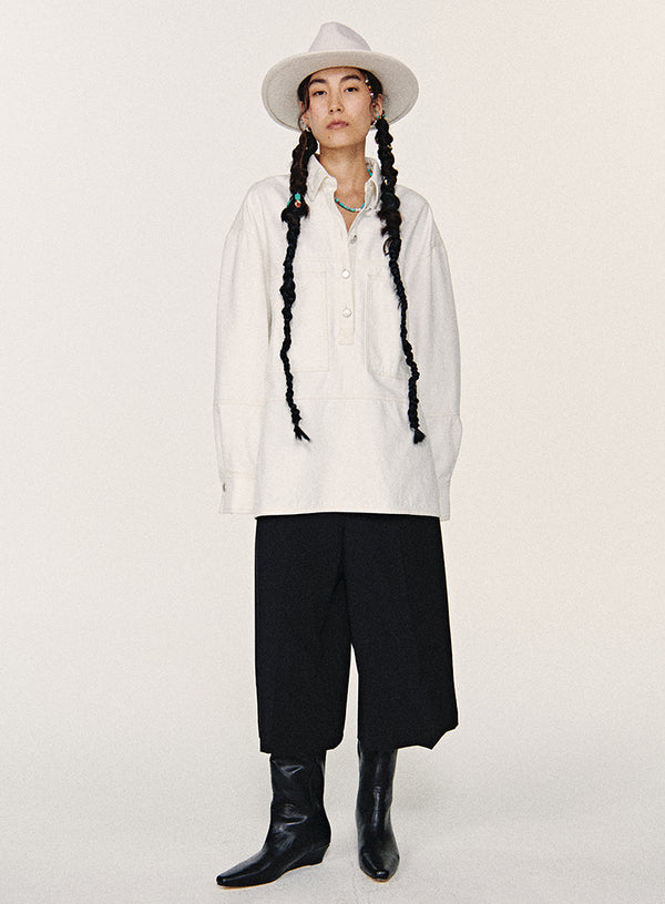 Oversized Denim Pullover Shirt