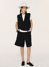 Wide-Leg Button Shorts