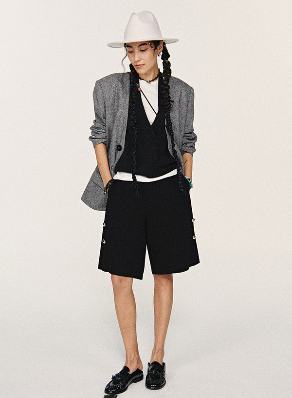 Cashmere dyb V-hals vest